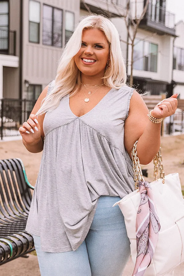 Adley Babydoll Shift Tank In Grey Curves