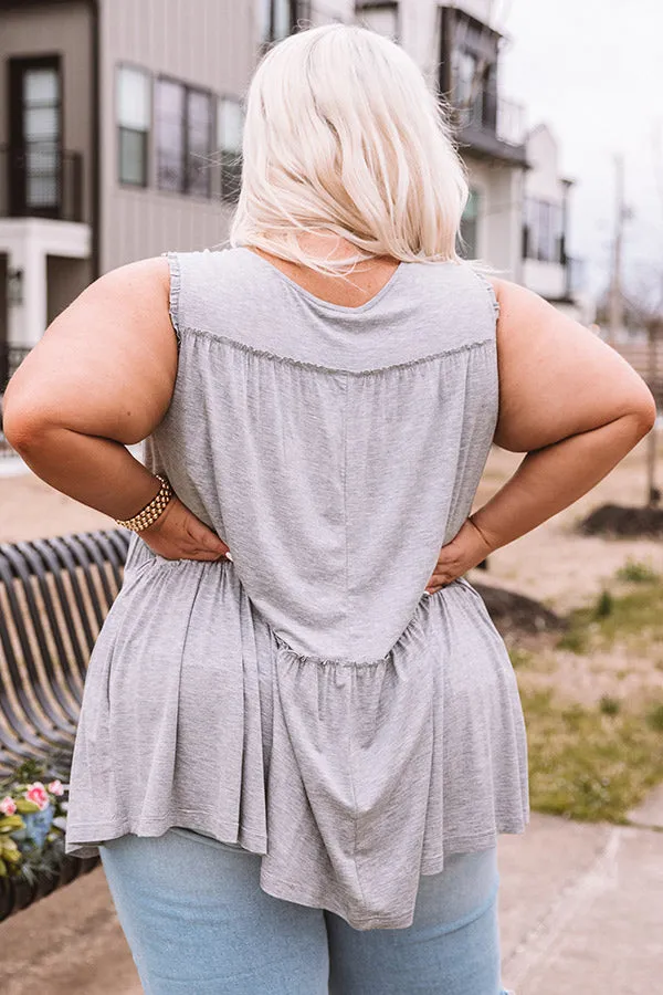 Adley Babydoll Shift Tank In Grey Curves