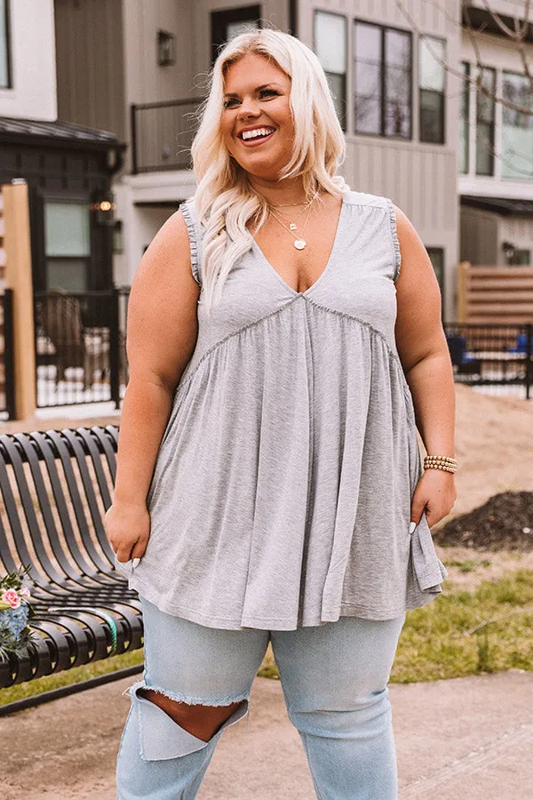 Adley Babydoll Shift Tank In Grey Curves