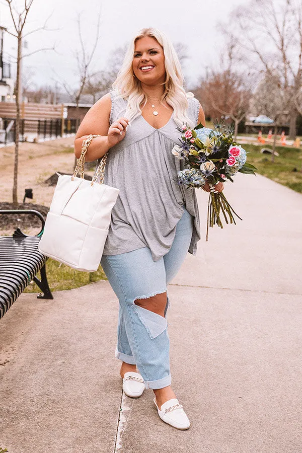 Adley Babydoll Shift Tank In Grey Curves