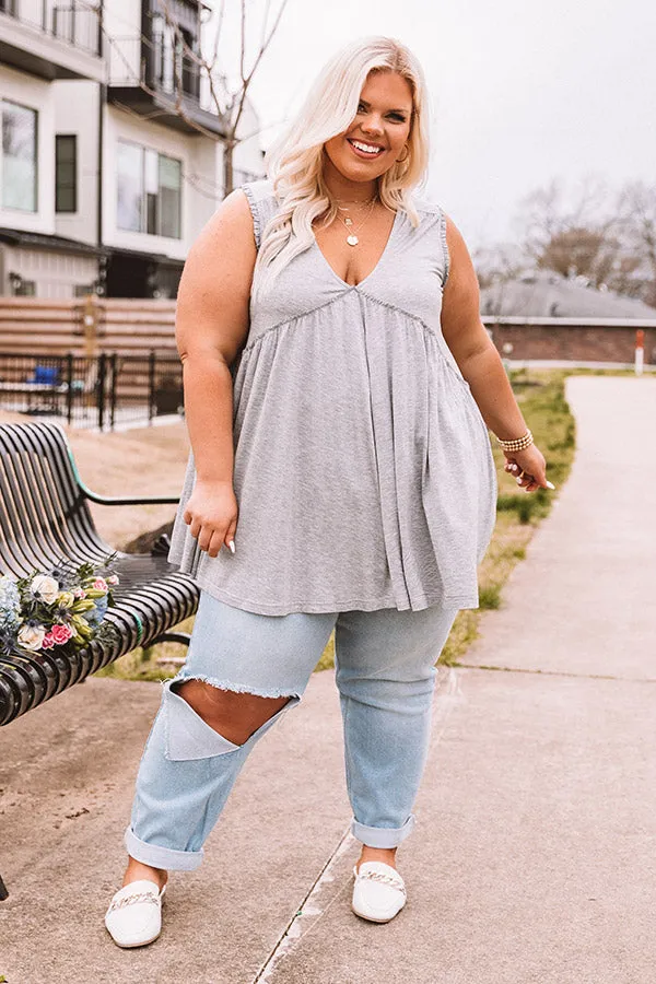 Adley Babydoll Shift Tank In Grey Curves