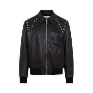 ALEXANDER MCQUEEN Men's Black Lamb Leather Jacket - SS23 Collection