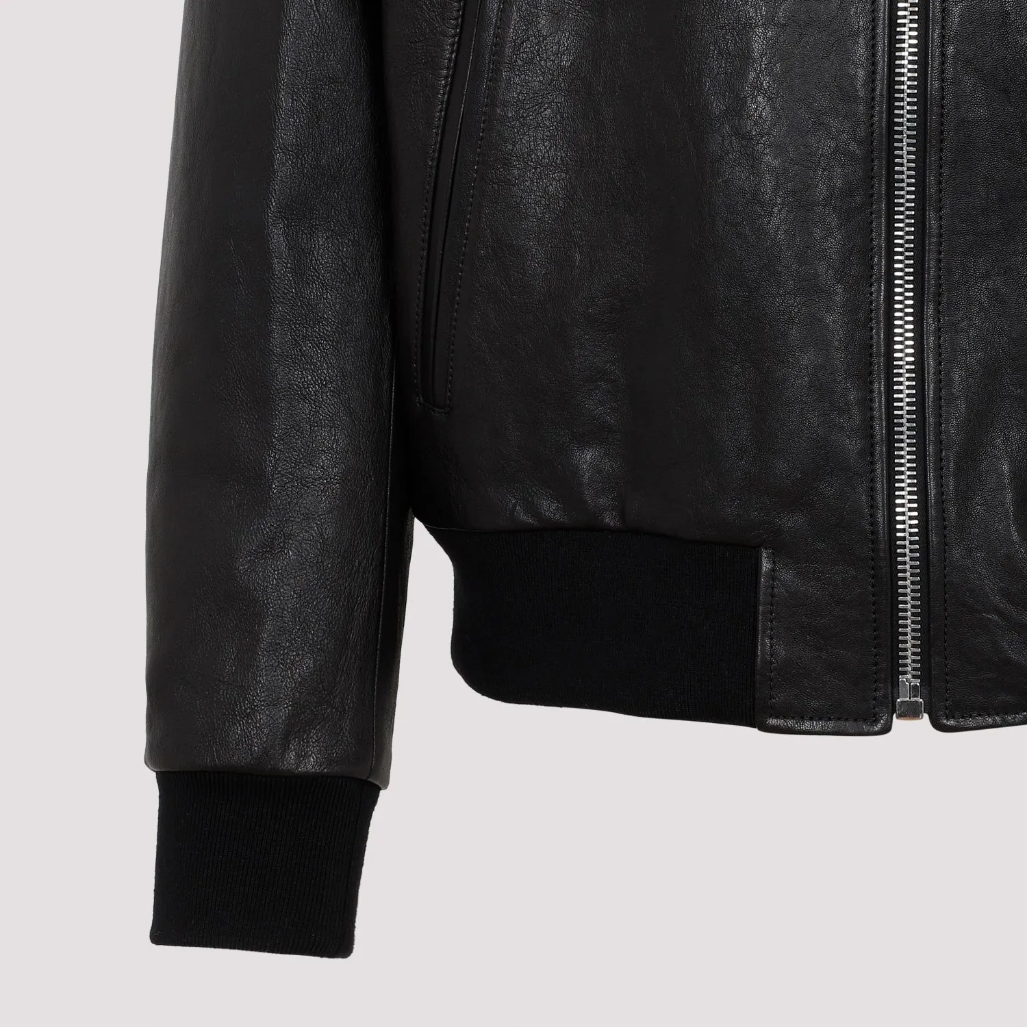 ALEXANDER MCQUEEN Men's Black Lamb Leather Jacket - SS23 Collection