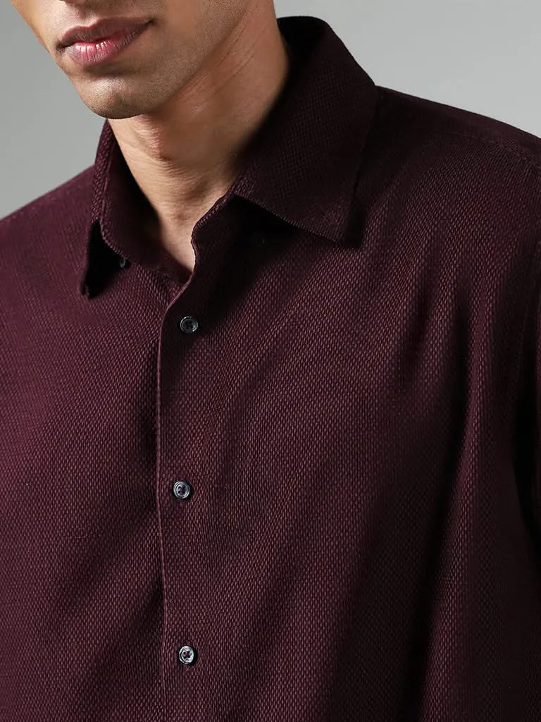 Ascot Wine Cotton Relaxed-Fit Shirt