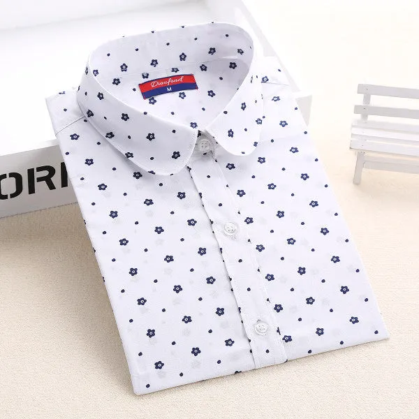 Autumn Floral Women Shirts with Long Sleeves Cotton Blouses Shirt Turn Down Collar Female Bodycon Shirts Women Feminine Shirt