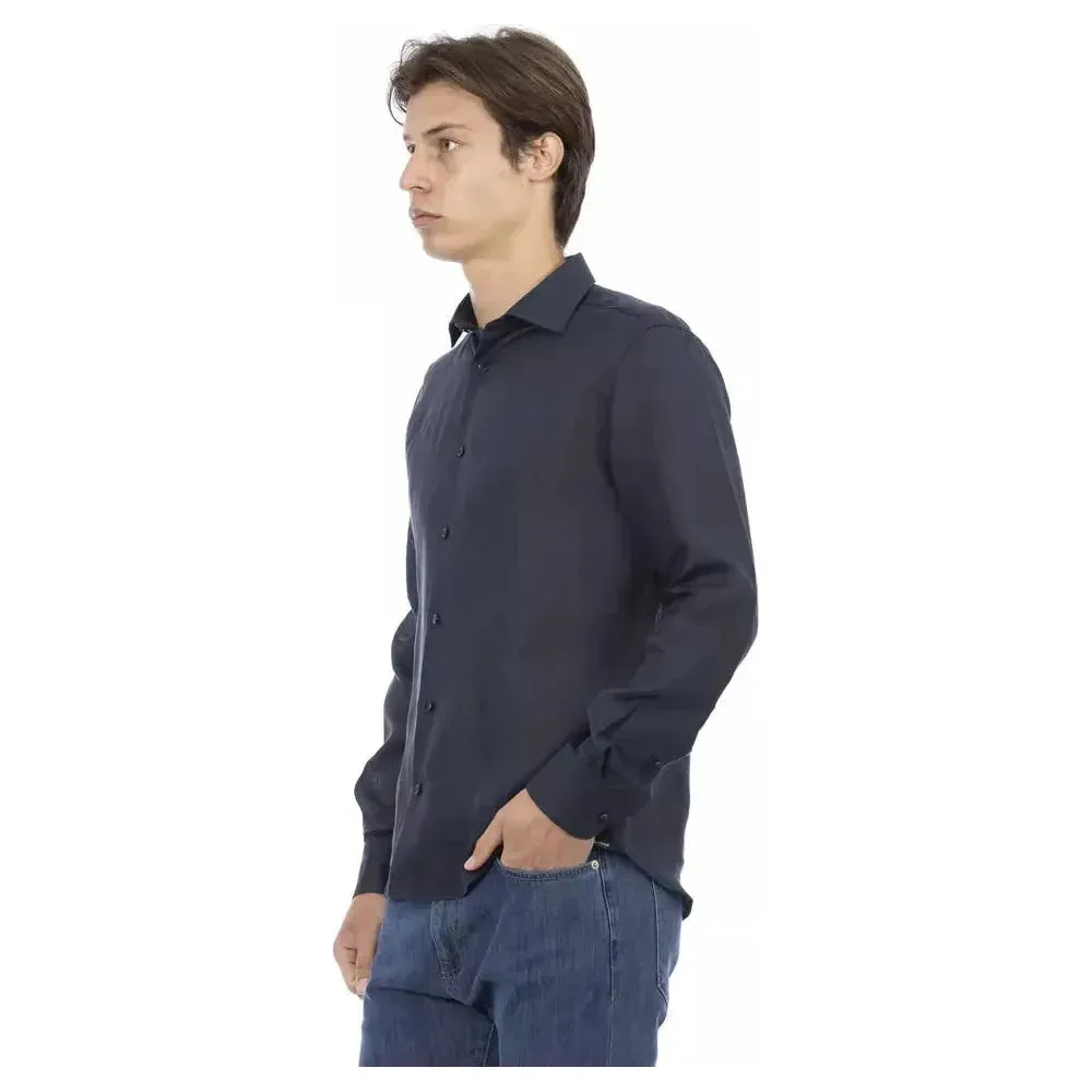 Baldinini Trend Blue Linen Men Shirt