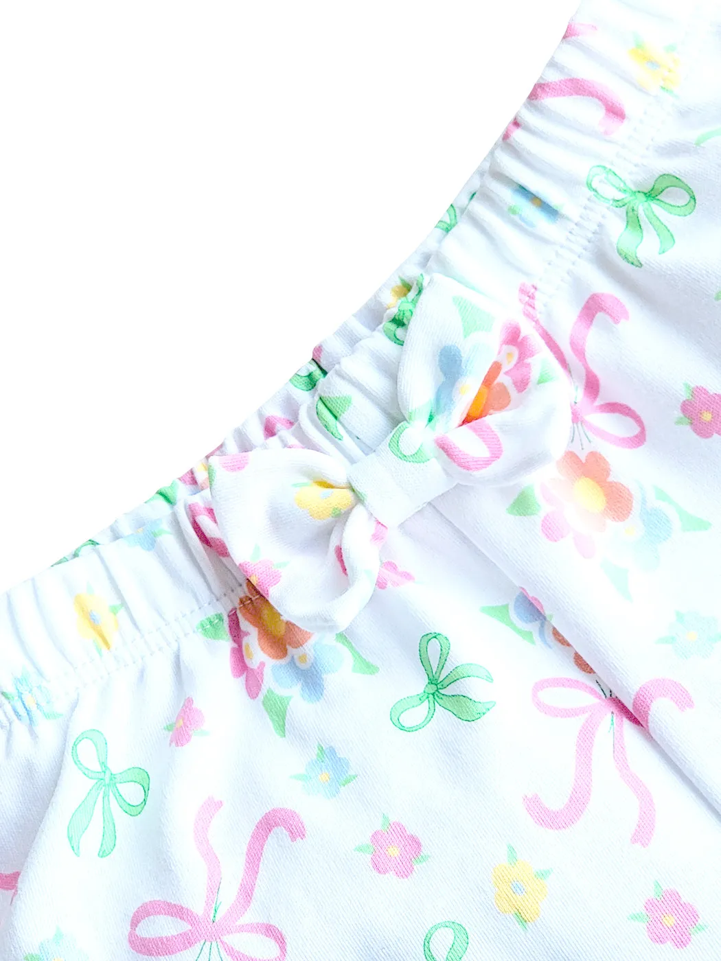 Bows and flowers Girls Shirt and Short Set Pima Cotton