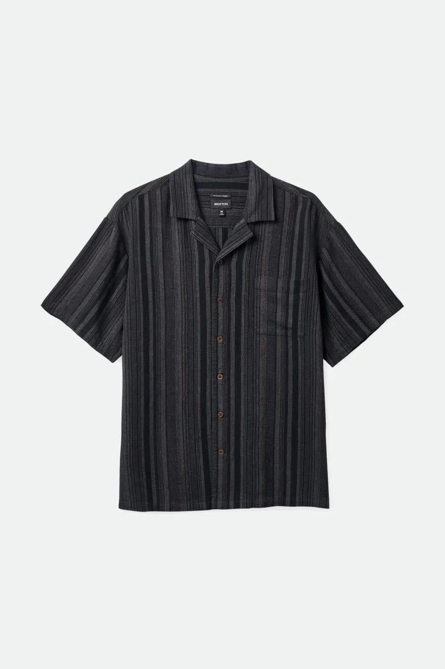 Bunker Seersucker S/S Camp Collar Woven Shirt - Black/Charcoal