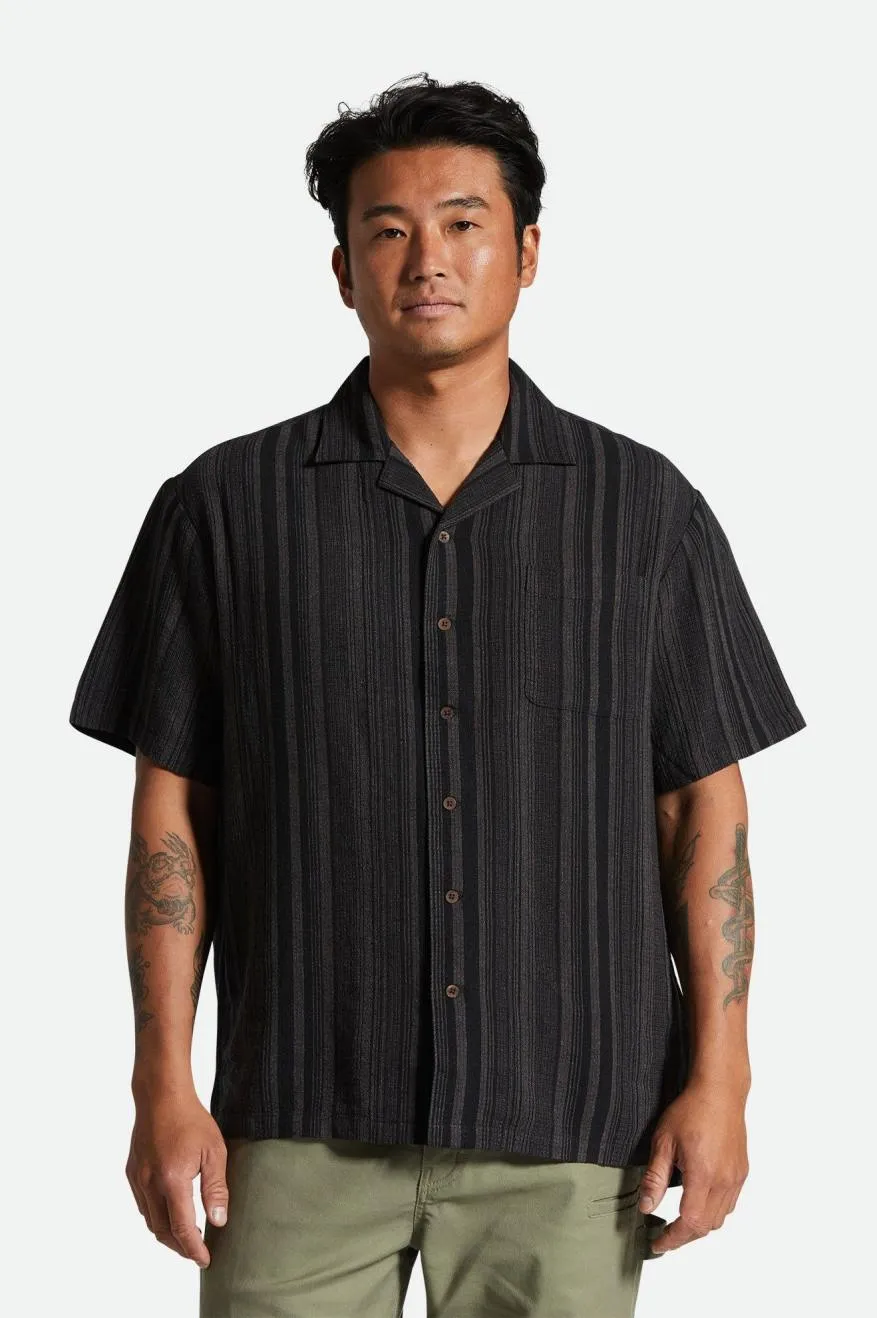 Bunker Seersucker S/S Camp Collar Woven Shirt - Black/Charcoal