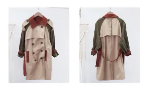 Children's contrast color long button trench coat（AY1340）