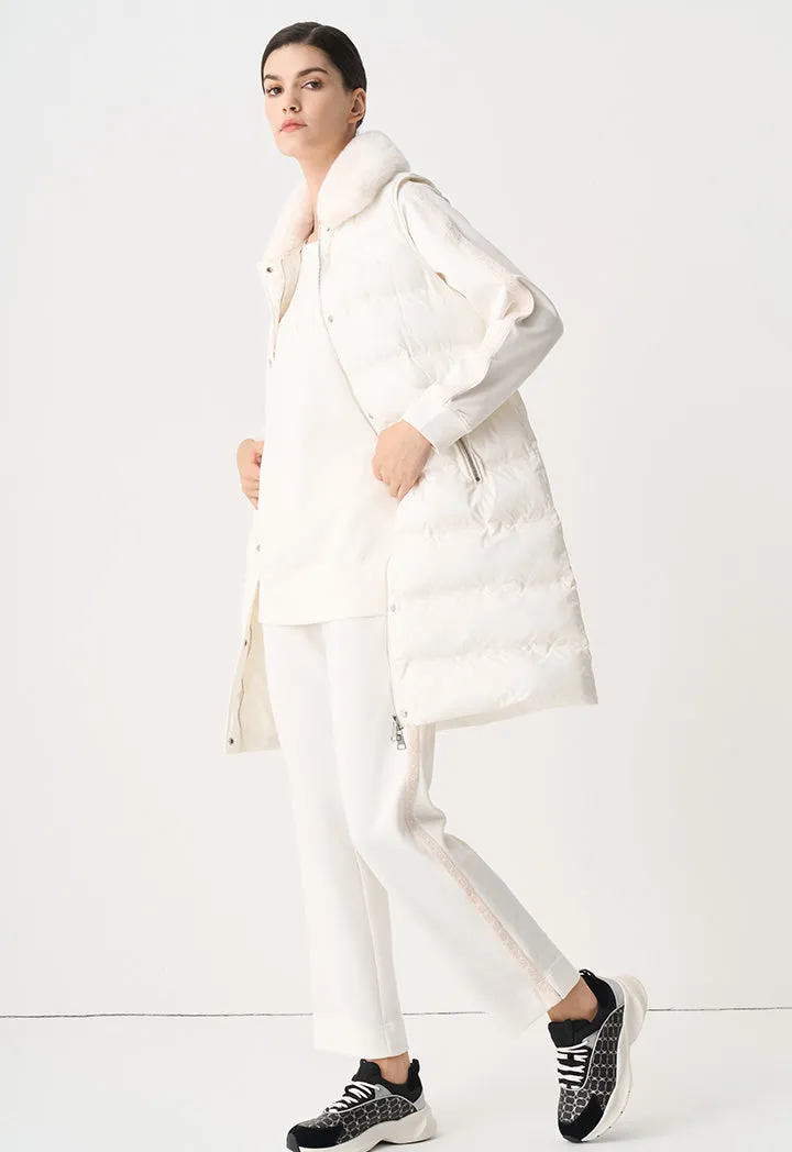 Choice Solid Quilted Sleeveless Puffer Coat Cream