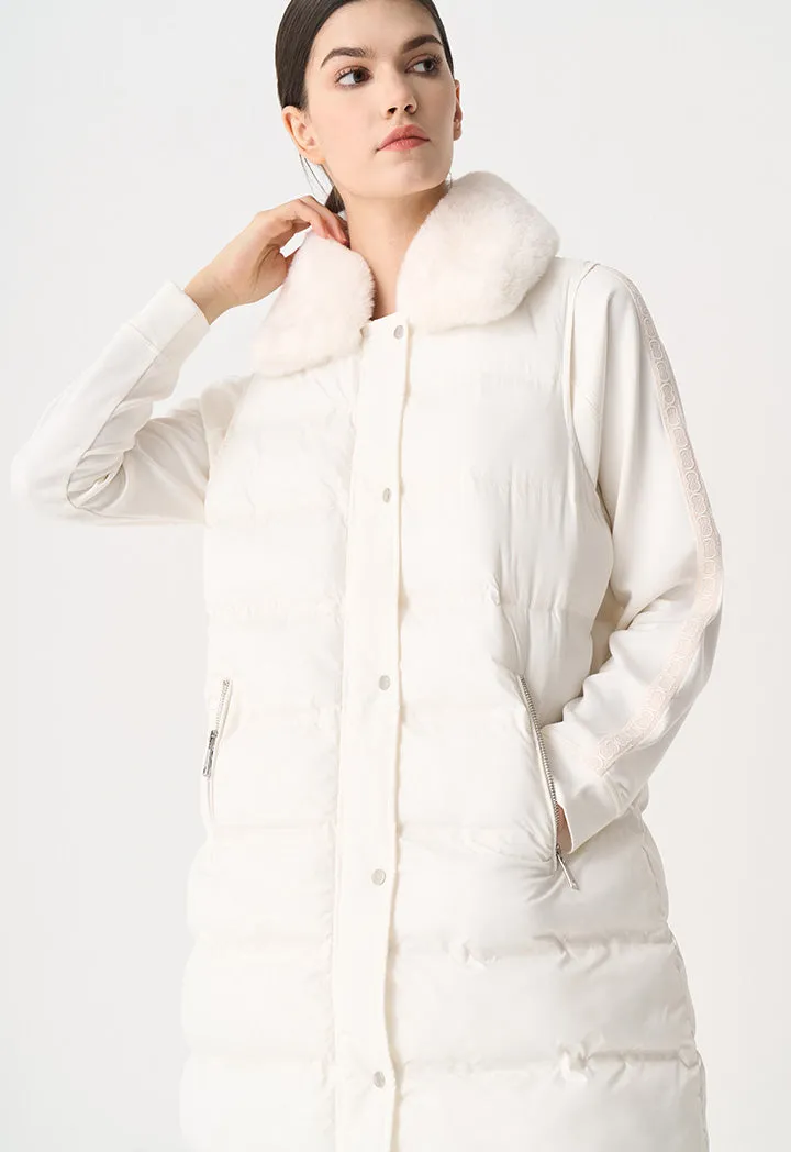 Choice Solid Quilted Sleeveless Puffer Coat Cream