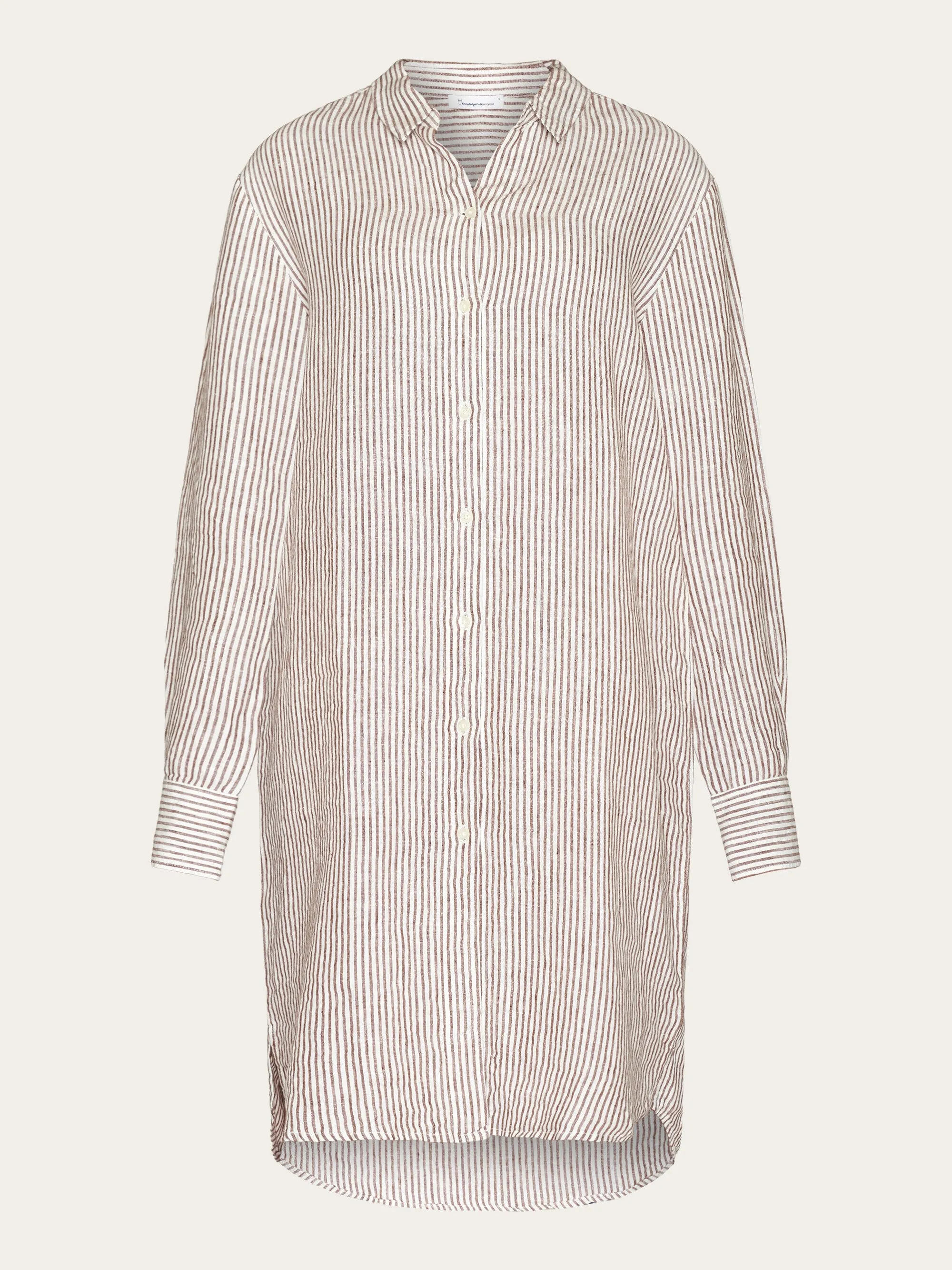 Classic striped linen dress - GOTS/Vegan - Brown stripe