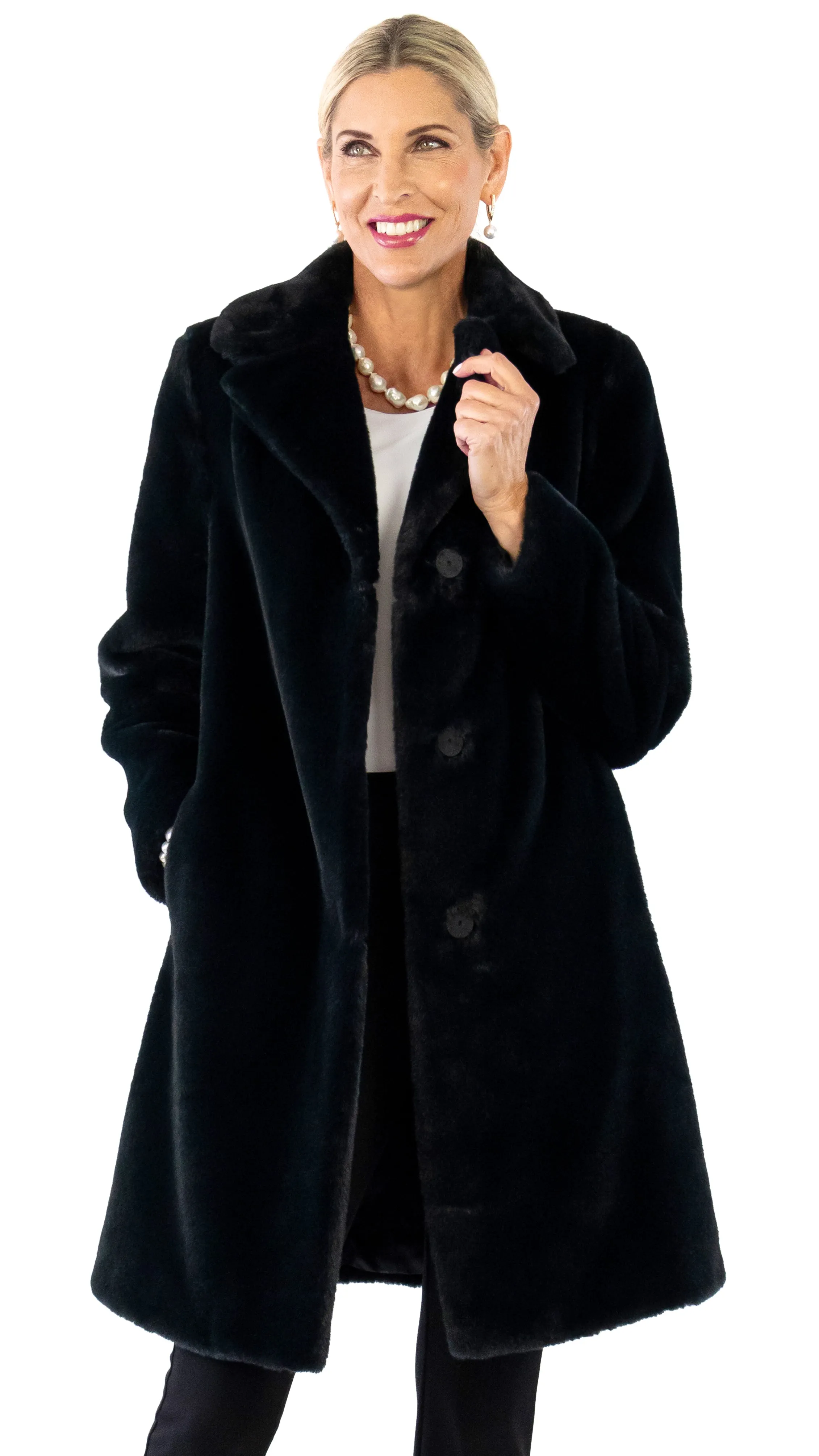 Faux Fur Trench - Black