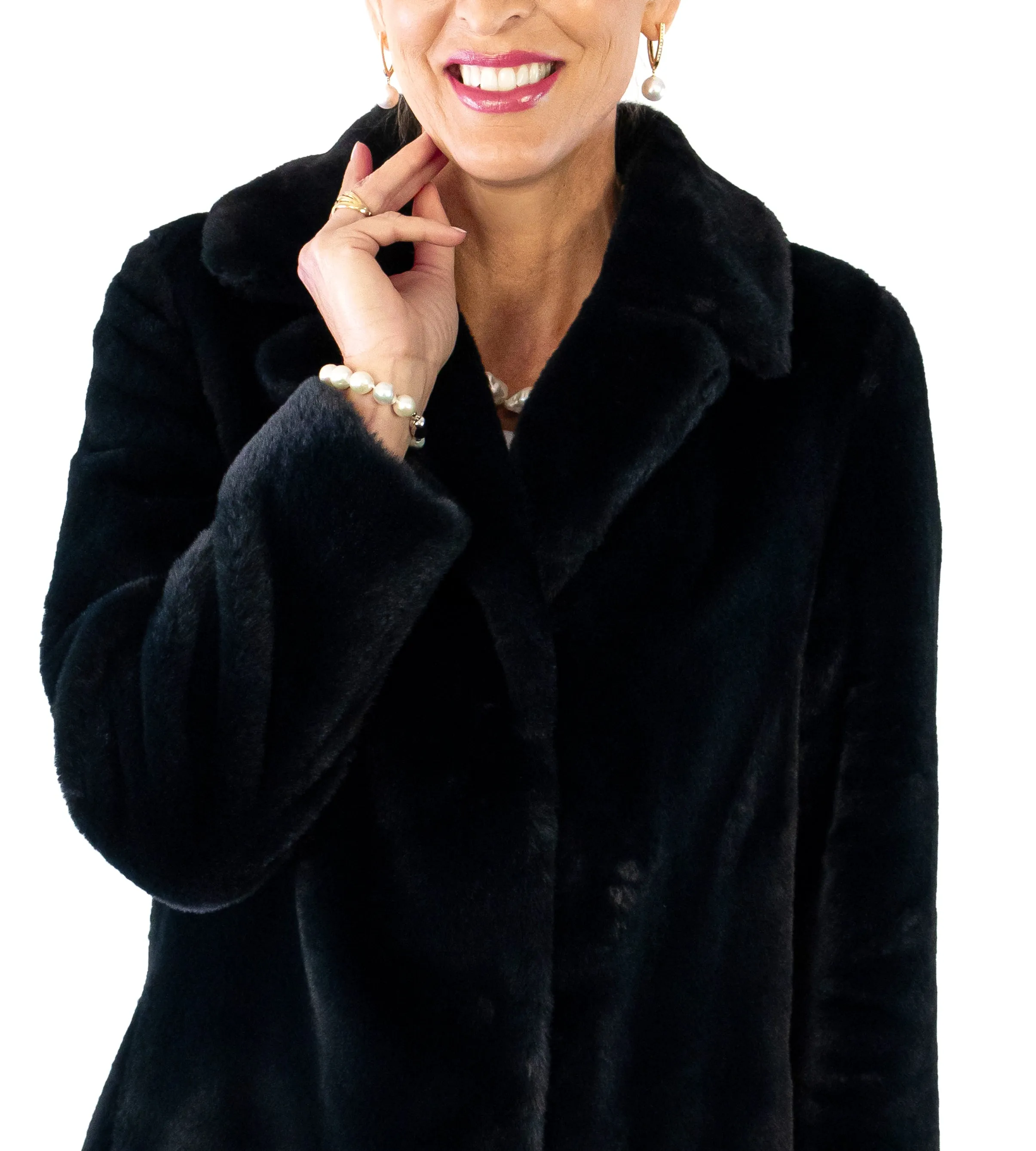 Faux Fur Trench - Black