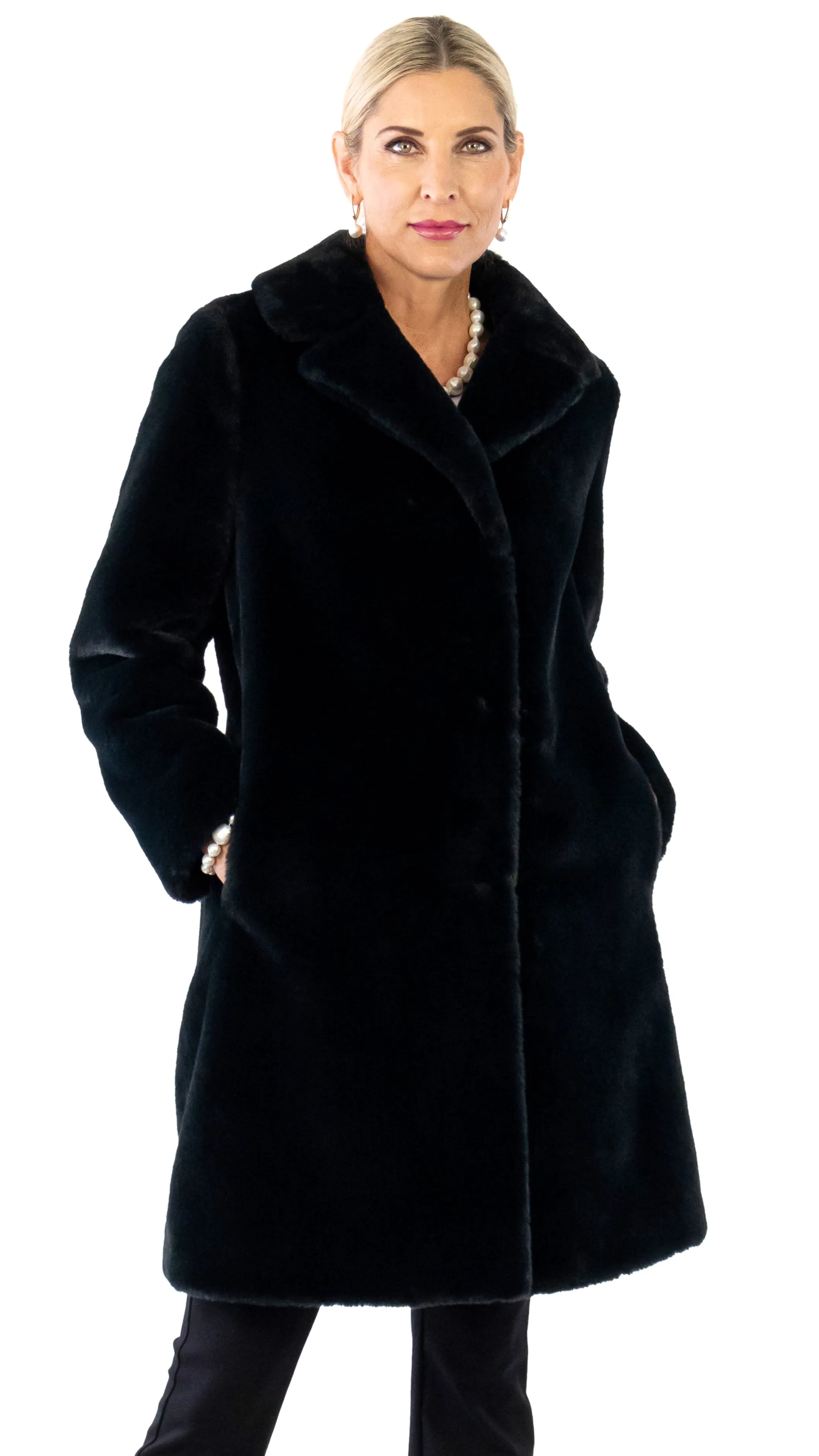 Faux Fur Trench - Black