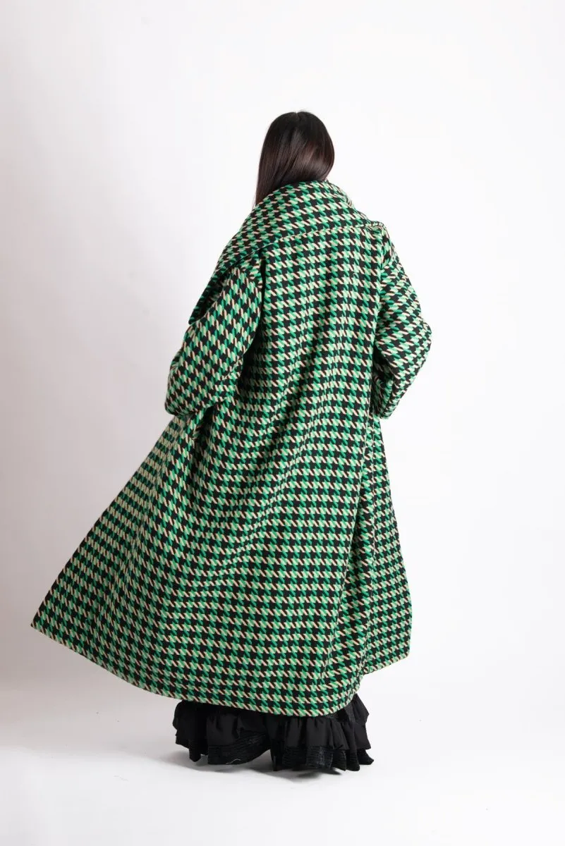 Green Houndstooth Coat OFELIA