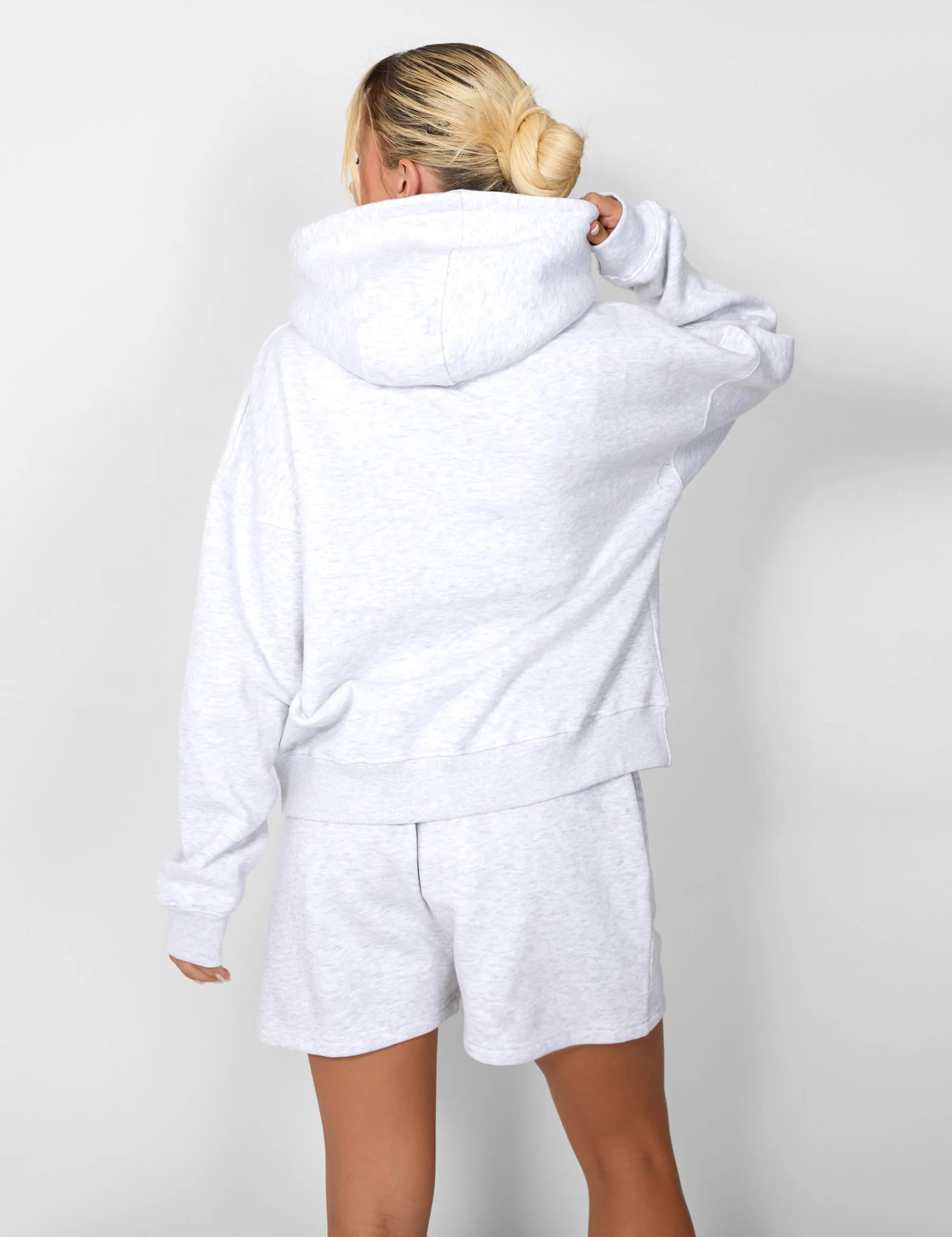 Kaiia Slogan Oversized Hoodie In Grey Marl