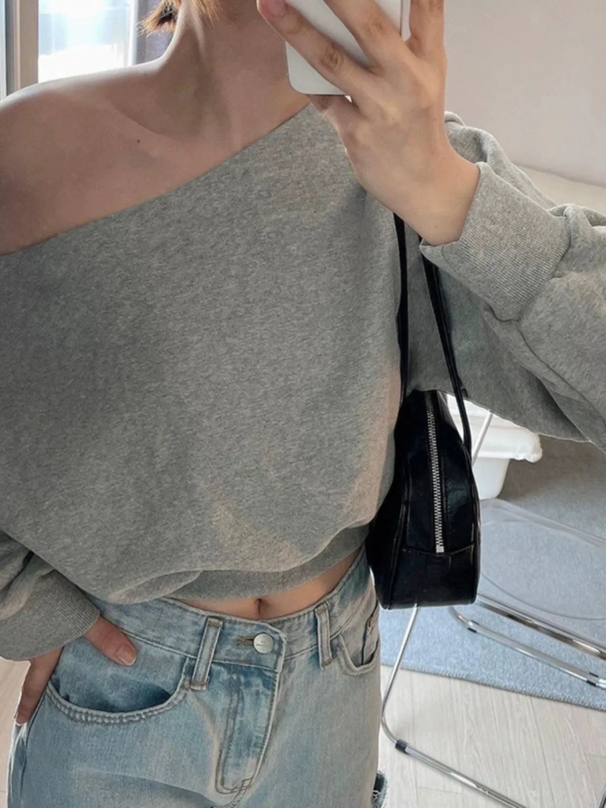 Lennyn One-Shoulder Sweatshirt Top