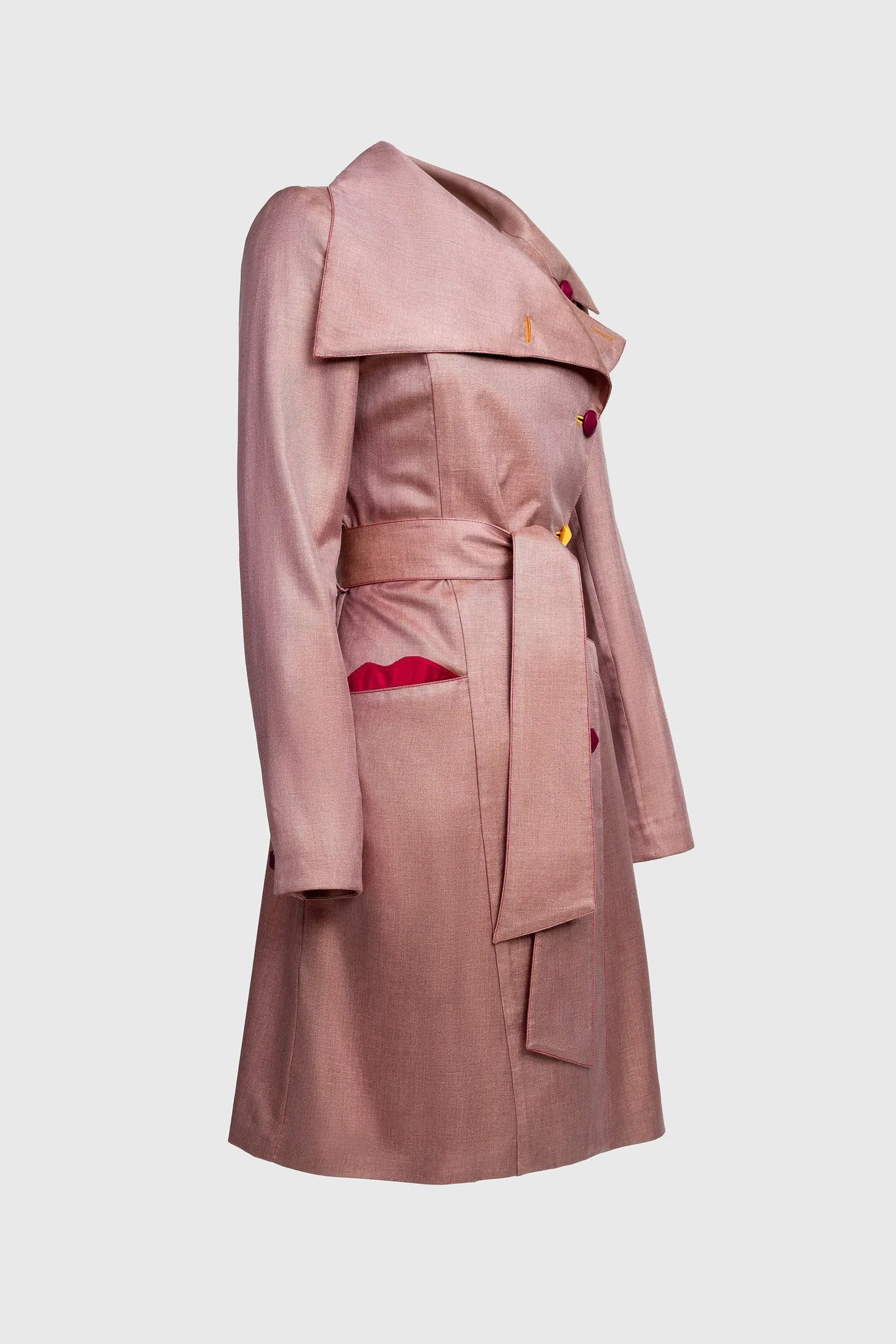 Light Cinnamon Silk Trench Coat