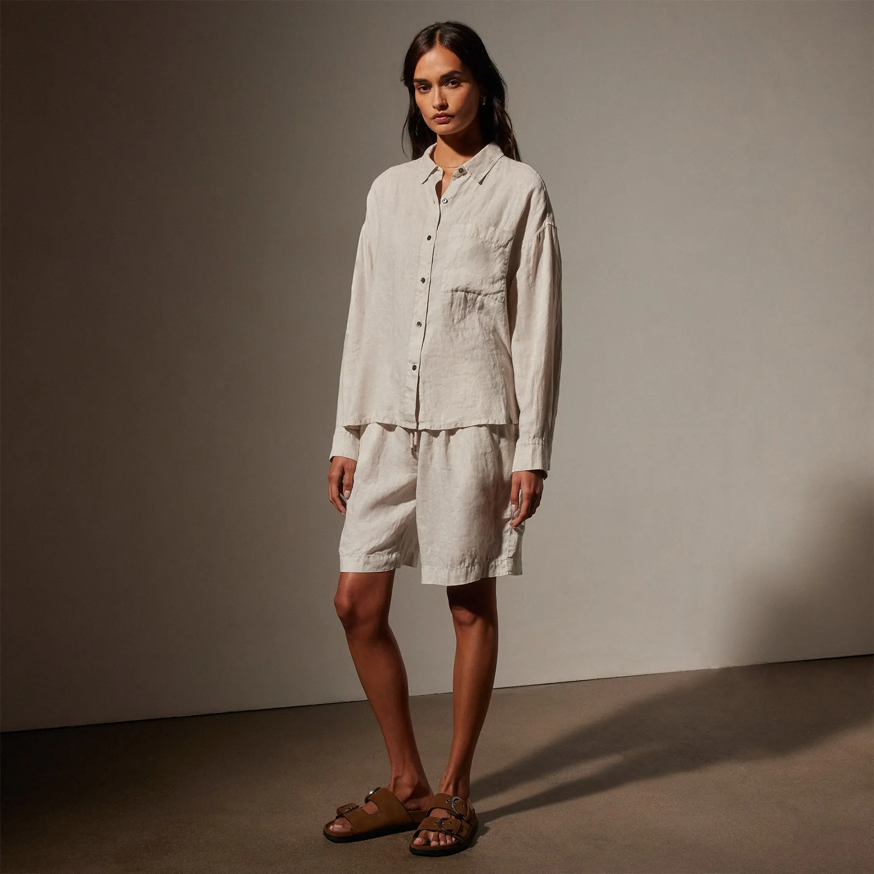 Linen Oversized Shirt - Salt Pigment