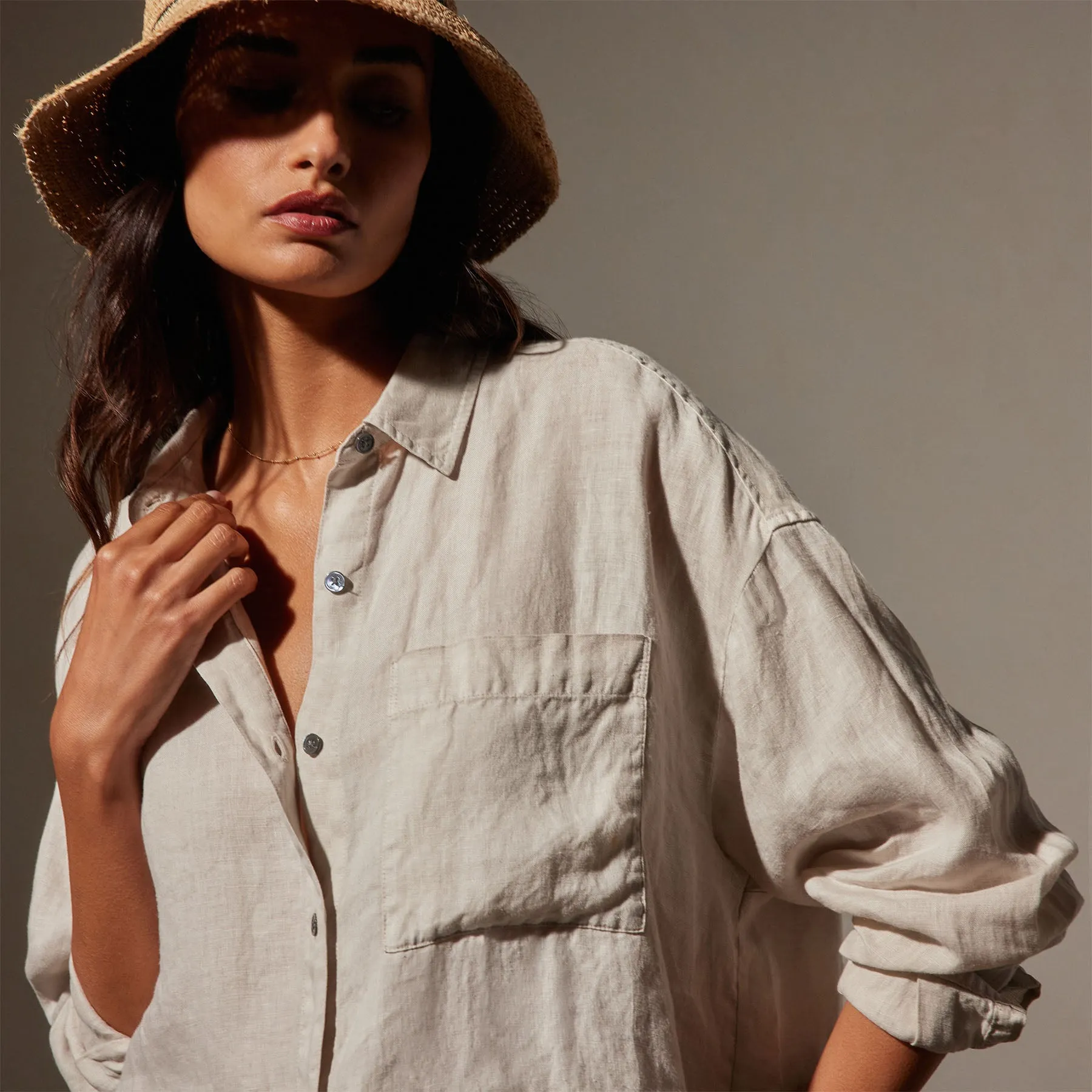 Linen Oversized Shirt - Salt Pigment