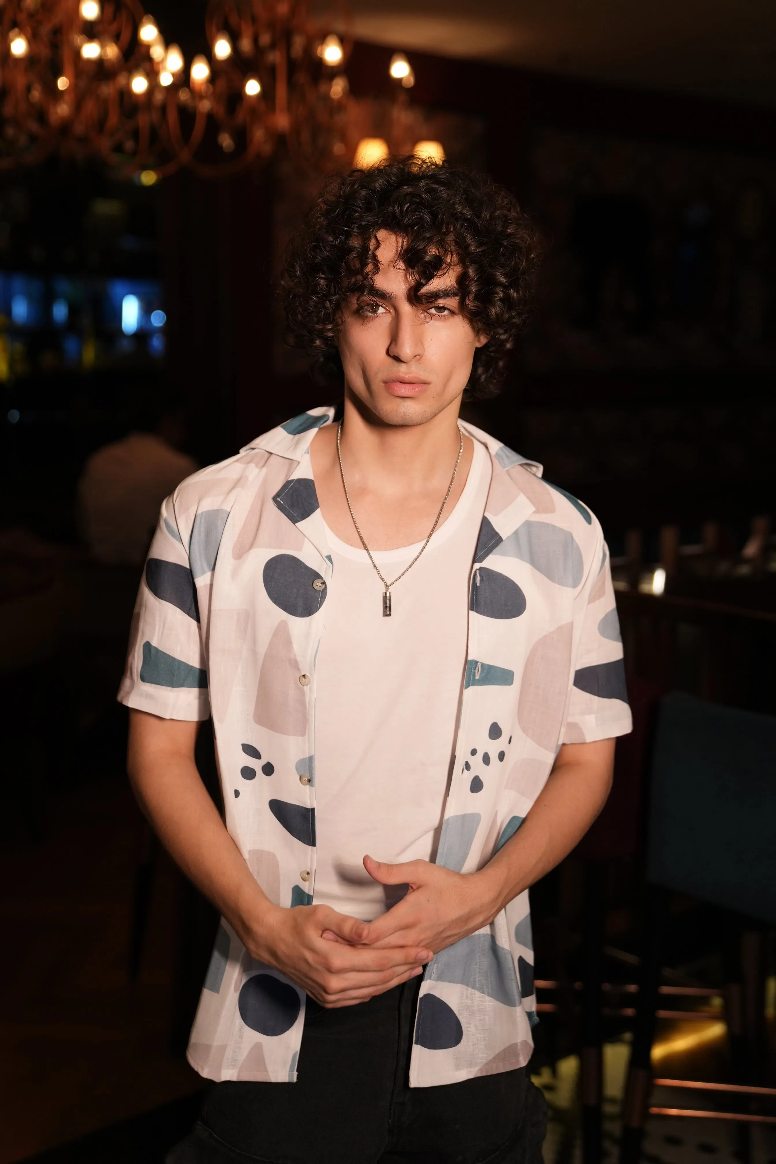 Premium Geometric Print Linen Shirt