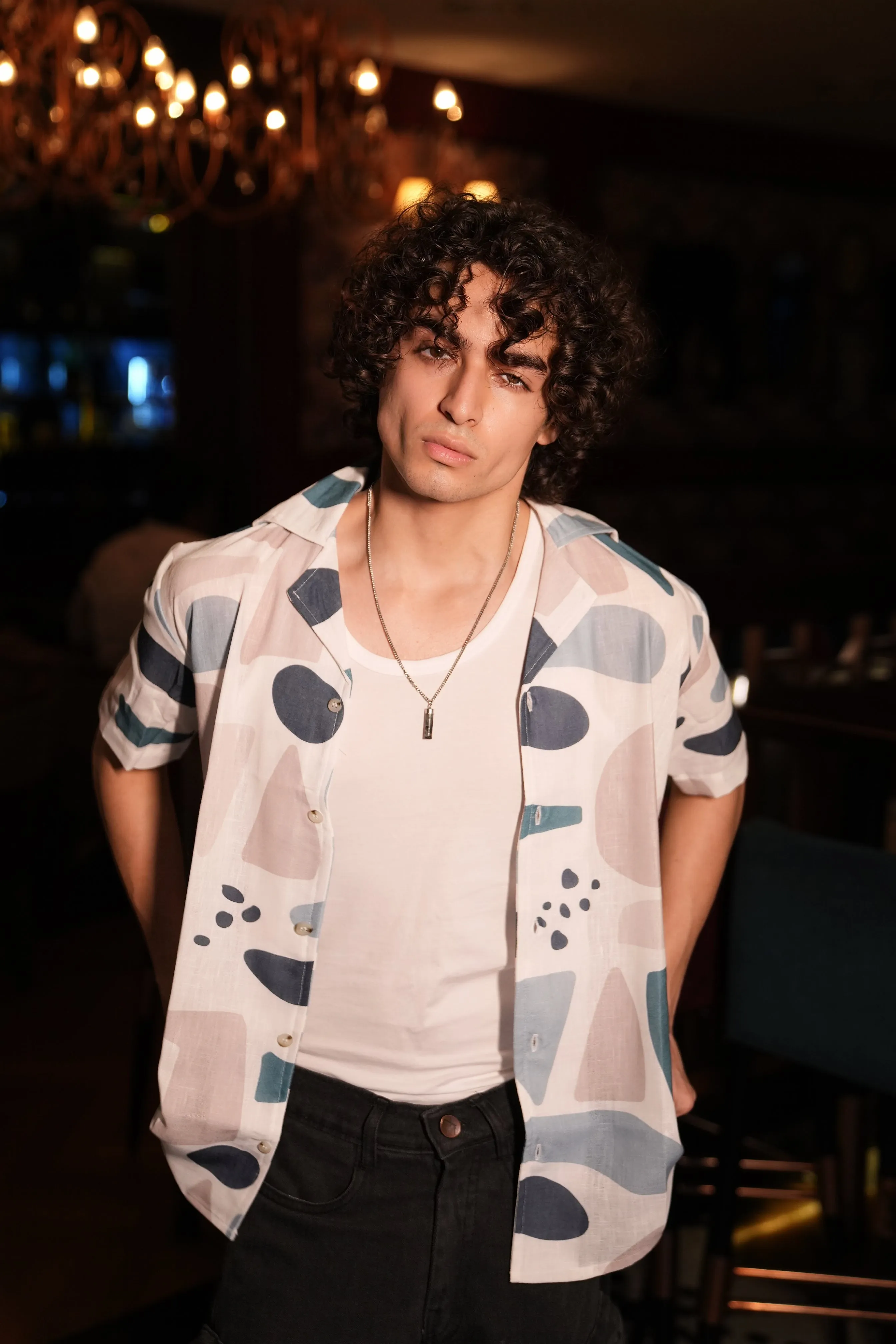 Premium Geometric Print Linen Shirt