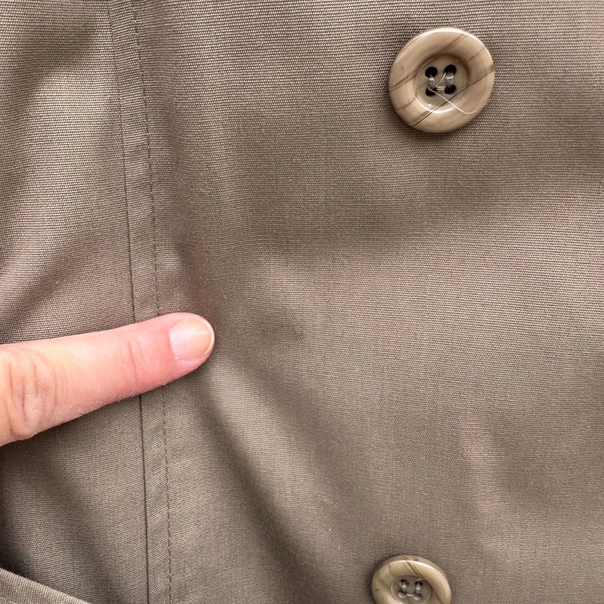 Rain Or Shine Vintage Womens Khaki Double-Breasted Belt Button Cuffs Trench Coat 14