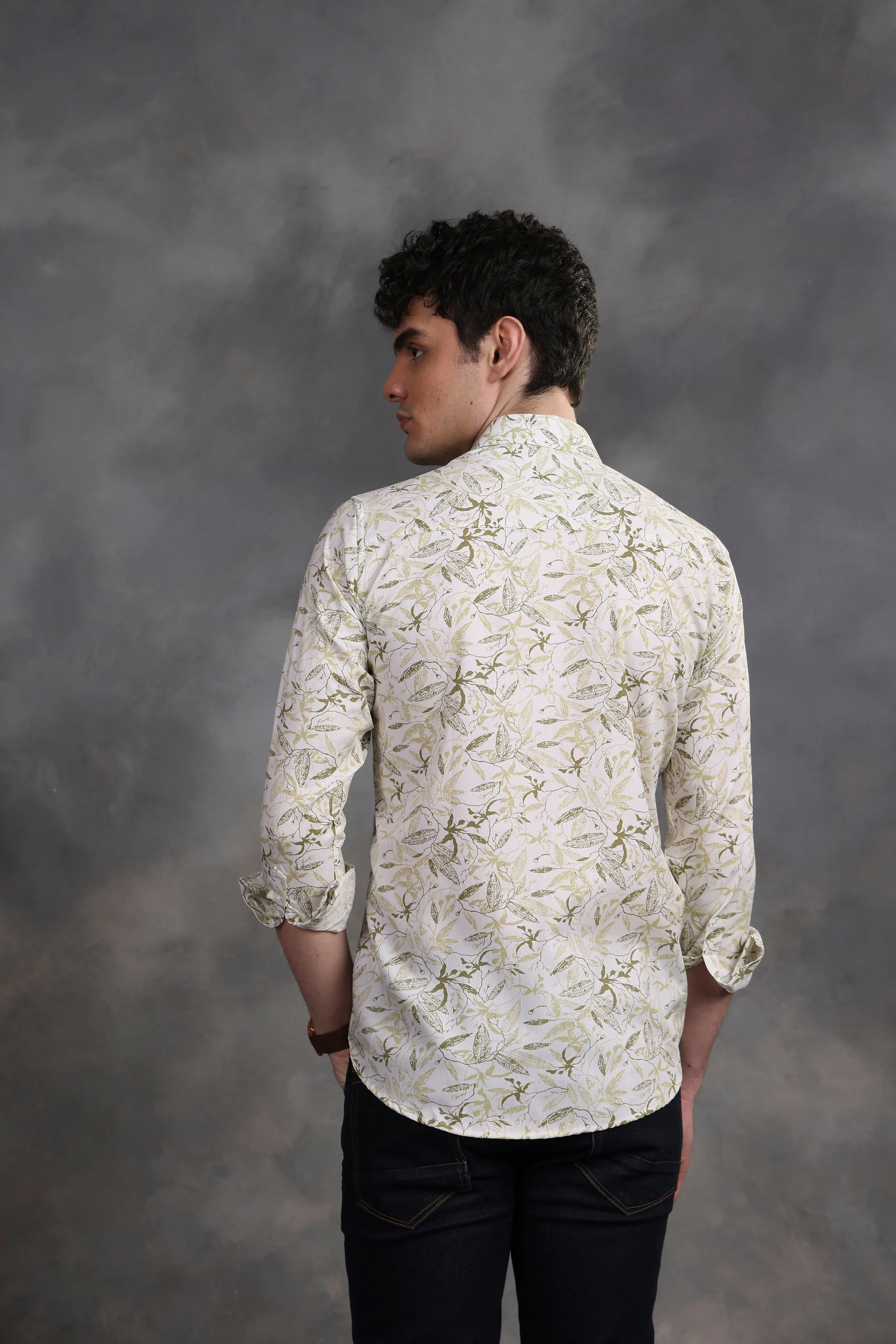 RELAXED PRINTED CASUAL LYCRA COTTON SHIRT