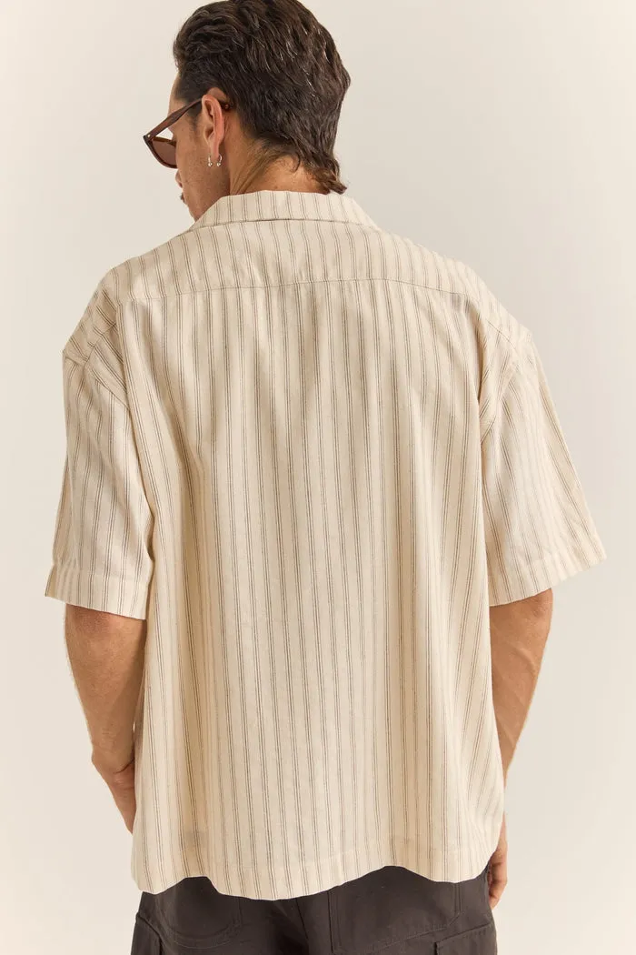 Rhythm Relaxed Stripe Ss Shirt - NATURAL