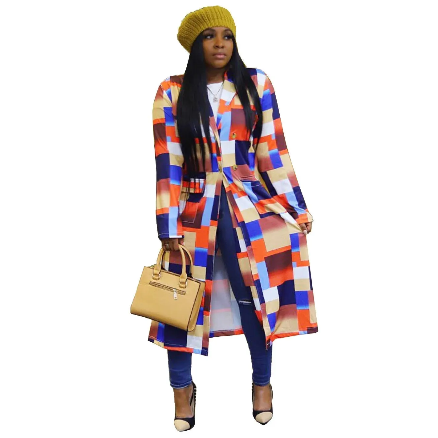 Spring and Autumn African Women's Long Sleeve Polyester Shirt Dress: Vibrant African Prints and Style