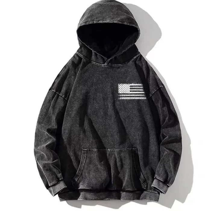 USA FLAG PURE COTTON WASHED OLD SWEATER CASUAL RETRO HOODIES