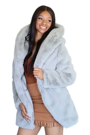 Women's Short Desert Warrior Coat in "Plush Light Gray"