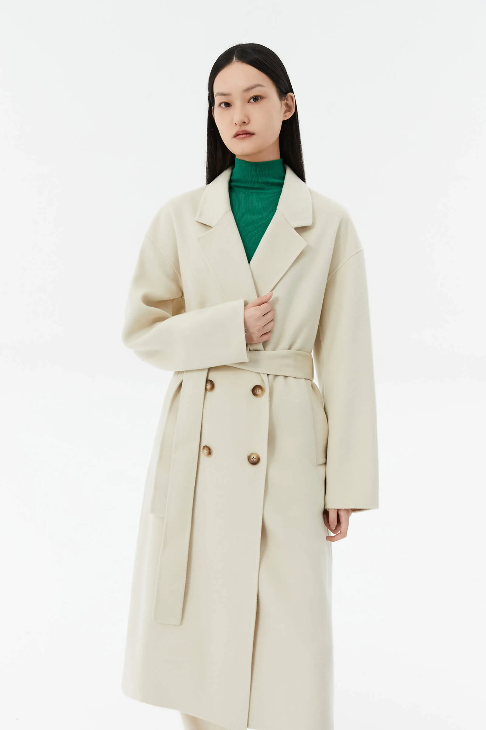 Wool Suit Collar Horn Button Coat