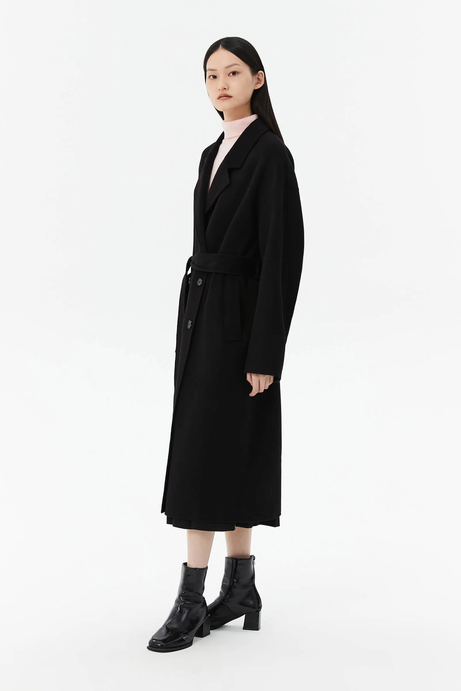 Wool Suit Collar Horn Button Coat