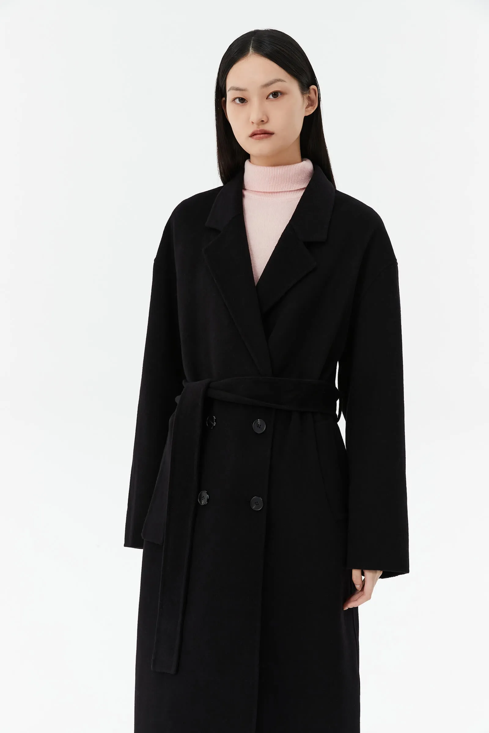 Wool Suit Collar Horn Button Coat