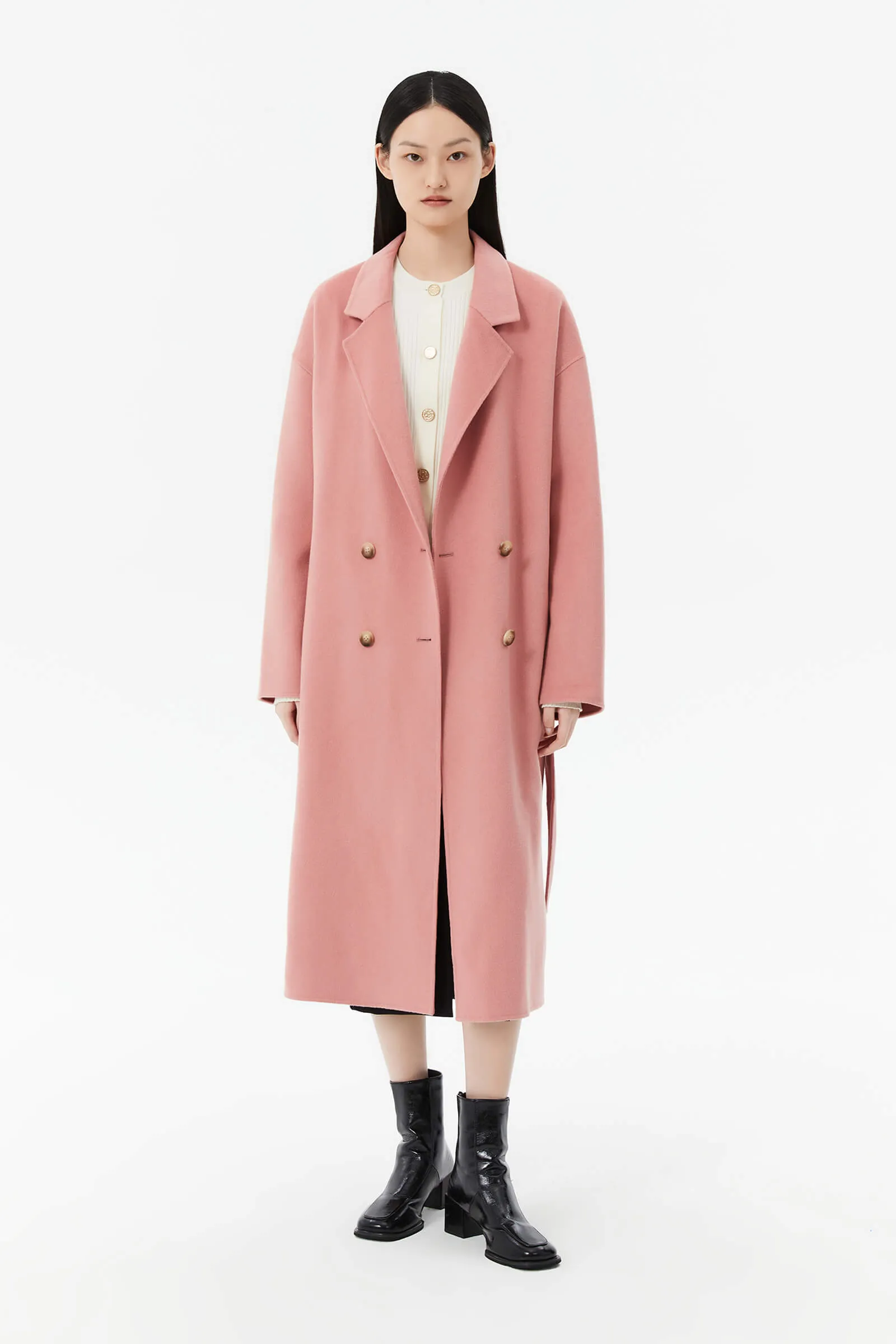 Wool Suit Collar Horn Button Coat