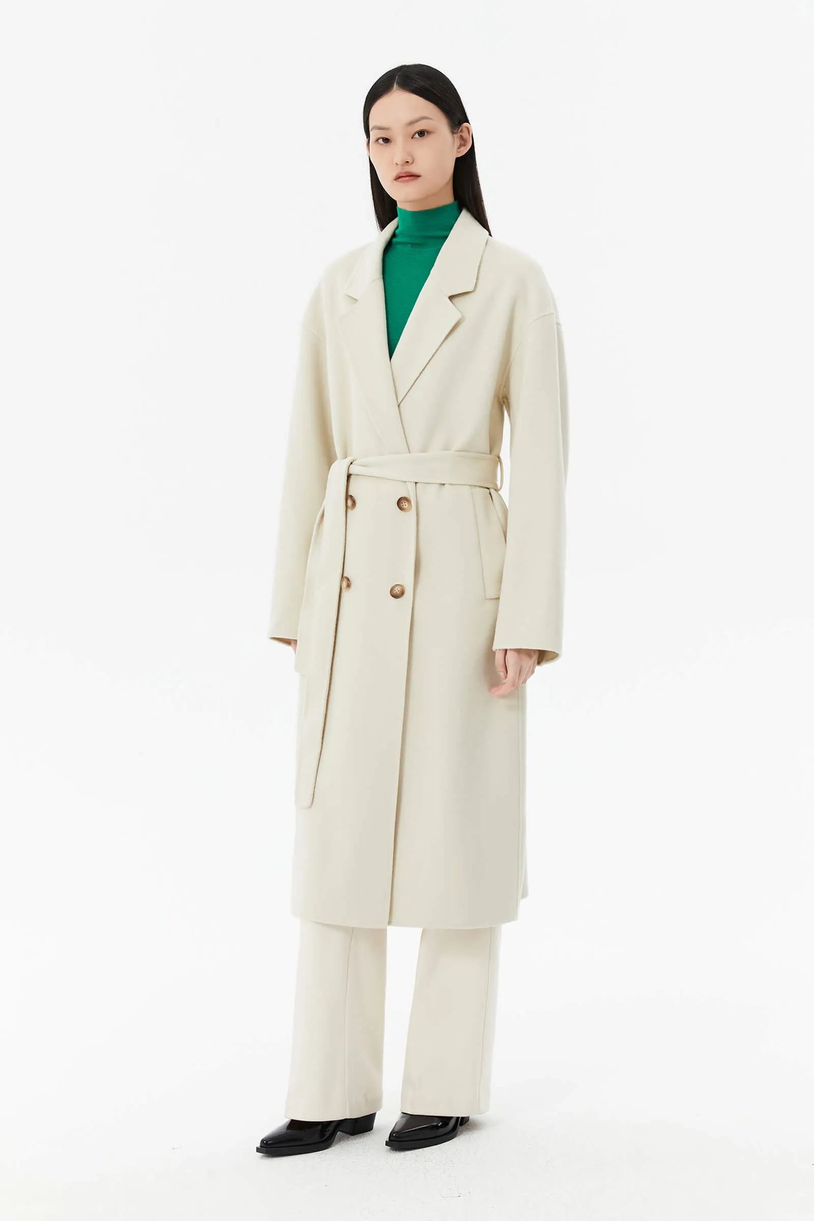 Wool Suit Collar Horn Button Coat