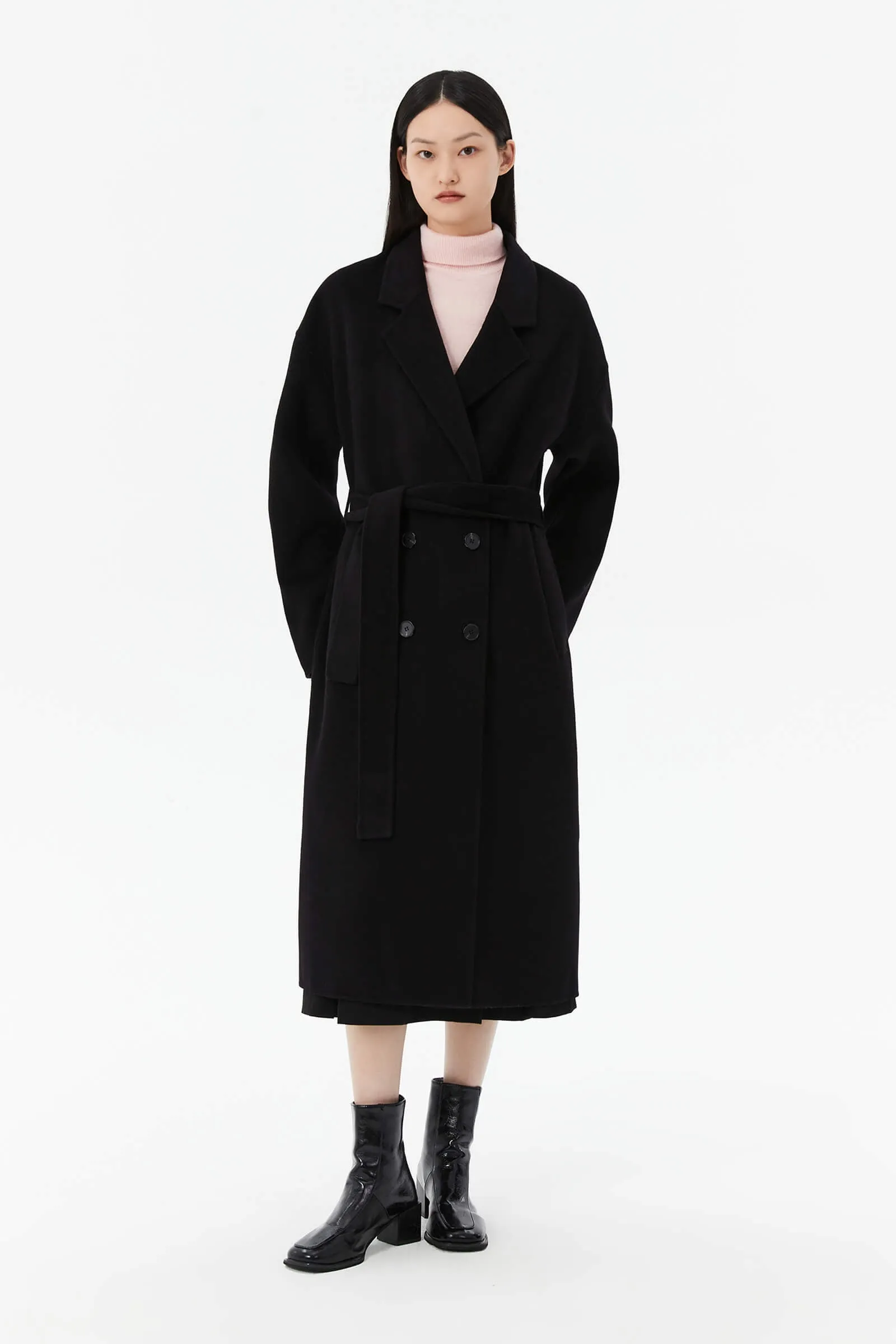 Wool Suit Collar Horn Button Coat