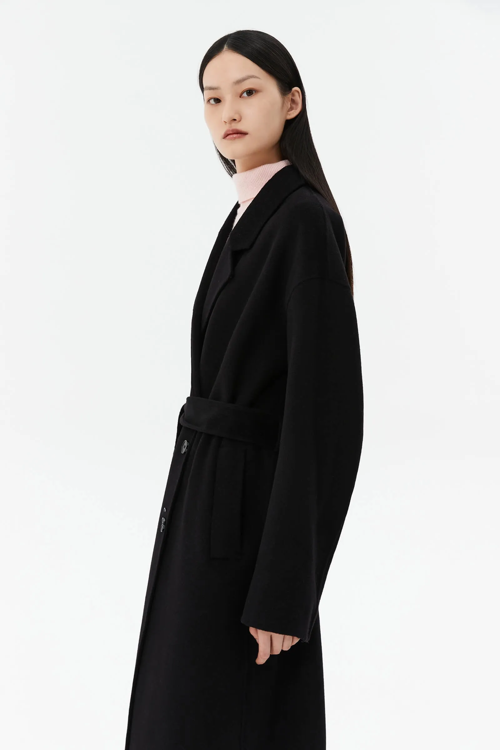 Wool Suit Collar Horn Button Coat